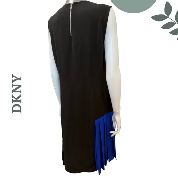 DKNY Colorblock Sleeveless Dress Black Royal Blue Pleats – Size 8 - Picture 4 of 7